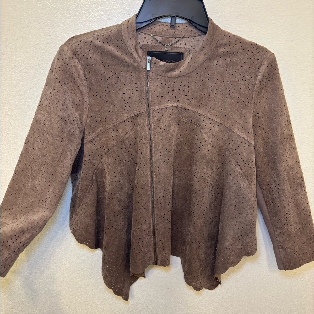 Vintage boho BCBGMaxAzria Brown Scalloped Waterfall Sweater
